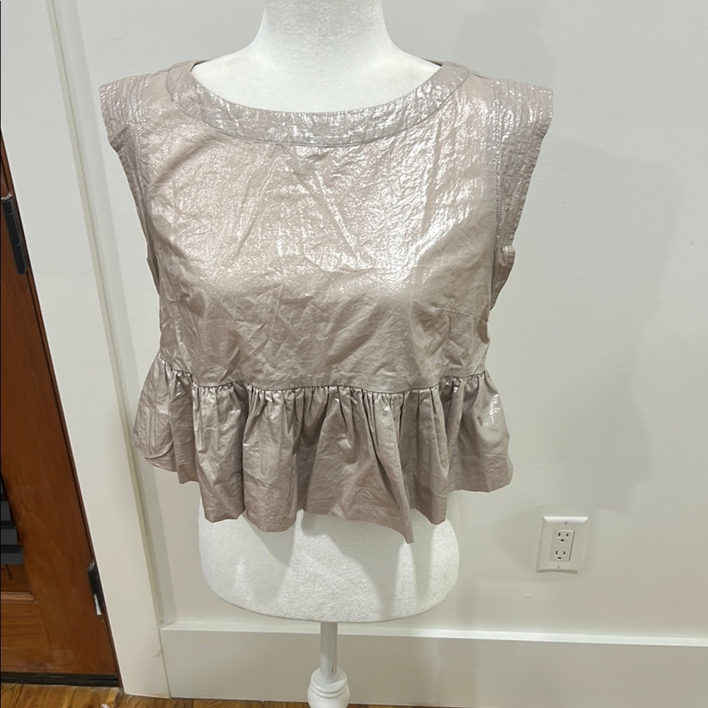 Anthropologie Gold Peplum Blouse
